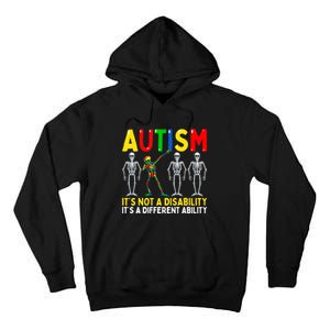 Autism It's A Different Ability Funny Dabbing Skeleton Tall Hoodie