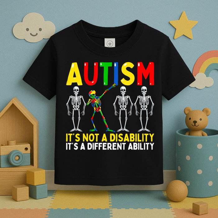 Autism It's A Different Ability Funny Dabbing Skeleton Toddler T-Shirt