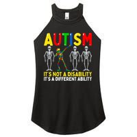 Autism It's A Different Ability Funny Dabbing Skeleton Women's Perfect Tri Rocker Tank
