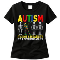Autism It's A Different Ability Funny Dabbing Skeleton Womens T-Shirt