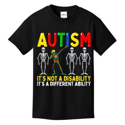 Autism It's A Different Ability Funny Dabbing Skeleton Kids T-Shirt