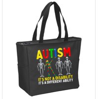 Autism It's A Different Ability Funny Dabbing Skeleton Zip Tote Bag