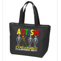 Autism It's A Different Ability Funny Dabbing Skeleton Zip Tote Bag