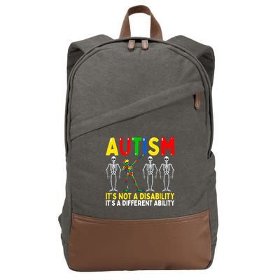Autism It's A Different Ability Funny Dabbing Skeleton Cotton Canvas Backpack
