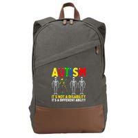 Autism It's A Different Ability Funny Dabbing Skeleton Cotton Canvas Backpack