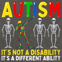 Autism It's A Different Ability Funny Dabbing Skeleton Cotton Canvas Backpack