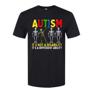 Autism It's A Different Ability Funny Dabbing Skeleton Softstyle CVC T-Shirt