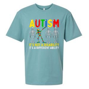 Autism It's A Different Ability Funny Dabbing Skeleton Sueded Cloud Jersey T-Shirt