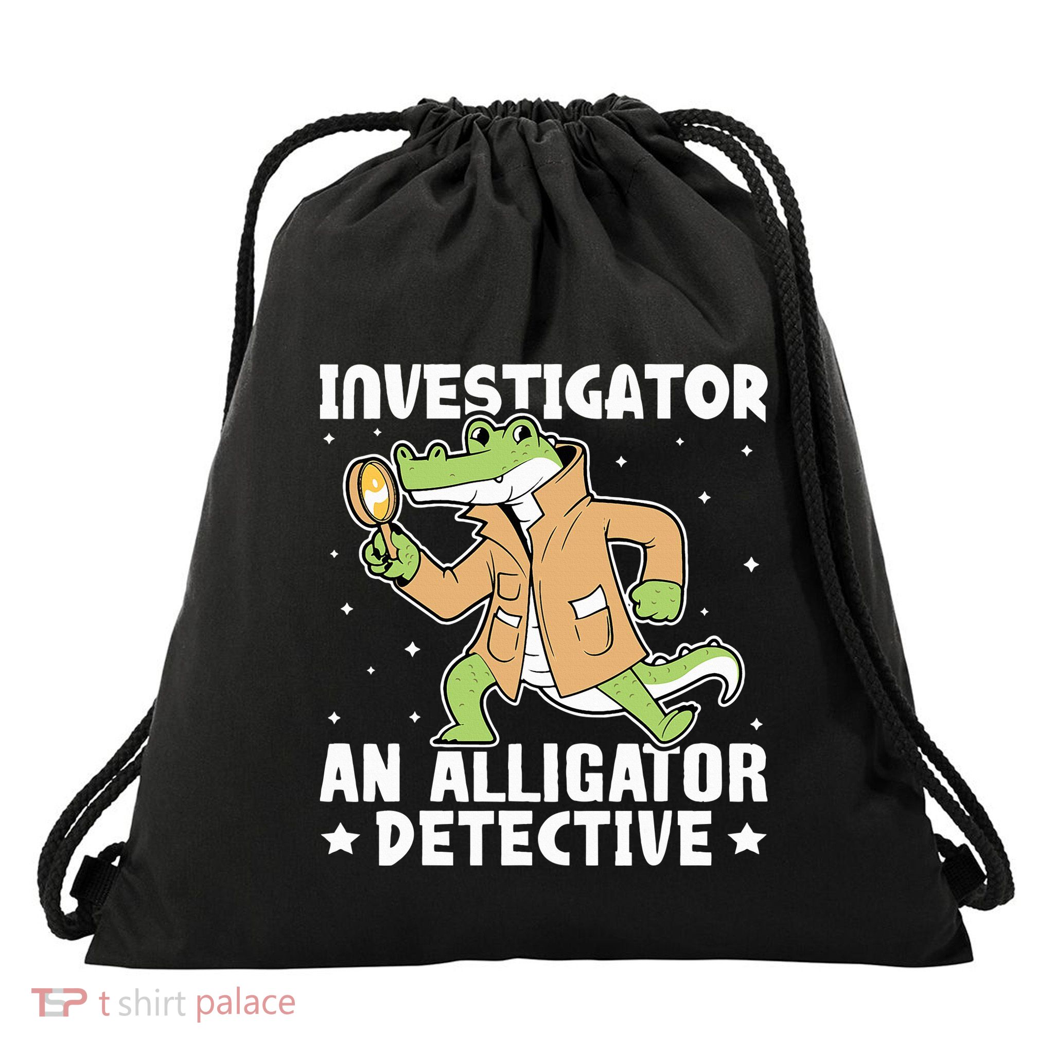 Alligator Investigator An Alligator Detective Drawstring Bag