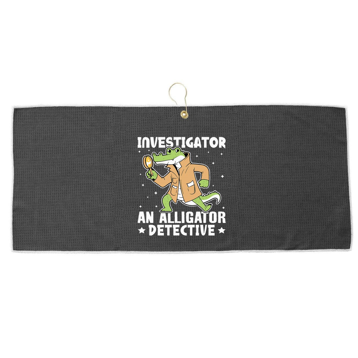 Alligator Investigator An Alligator Detective Large Microfiber Waffle Golf Towel