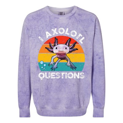 Axolotl I Axolotl Questions Retro Cute Axolotl Colorblast Crewneck Sweatshirt