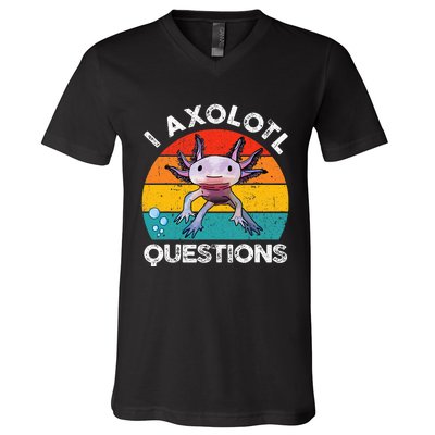 Axolotl I Axolotl Questions Retro Cute Axolotl V-Neck T-Shirt