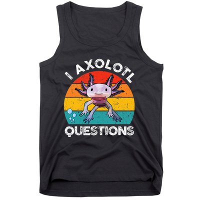 Axolotl I Axolotl Questions Retro Cute Axolotl Tank Top