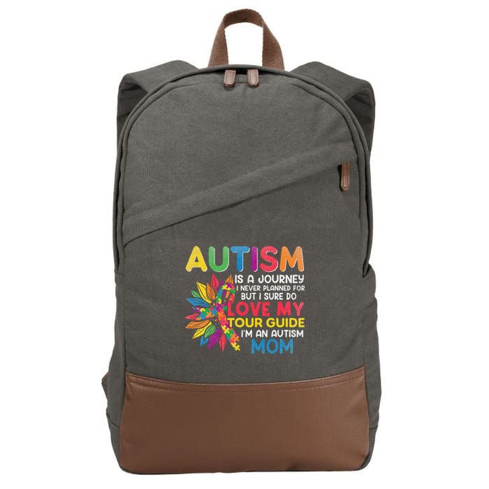 Autism Is A Journey I Never Planned Love My Guide Mom Cotton Canvas Backpack