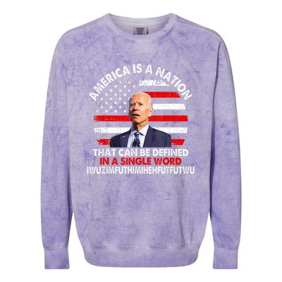 America Is A Nation That Can Be Defined In Single Word Biden Colorblast Crewneck Sweatshirt