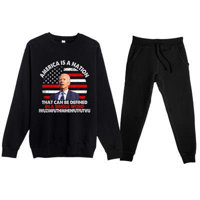 America Is A Nation That Can Be Defined In Single Word Biden Premium Crewneck Sweatsuit Set