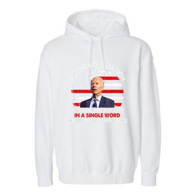 America Is A Nation That Can Be Defined In Single Word Biden Garment-Dyed Fleece Hoodie