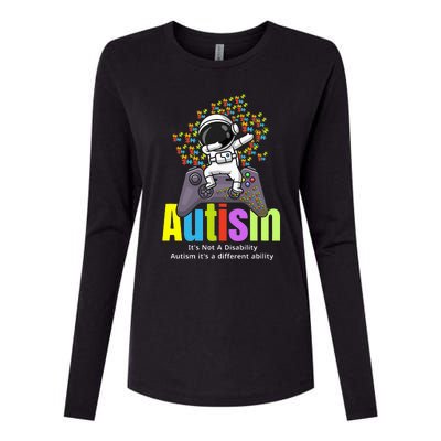 Autism its a different ability Funny Dabbing gamer Astronaut Womens Cotton Relaxed Long Sleeve T-Shirt