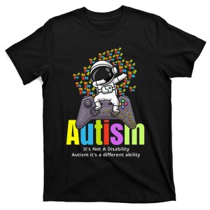 Autism its a different ability Funny Dabbing gamer Astronaut T-Shirt