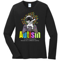 Autism its a different ability Funny Dabbing gamer Astronaut Ladies Long Sleeve Shirt