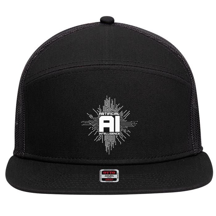 Artificial Intelligence Ai Computer Science 7 Panel Mesh Trucker Snapback Hat