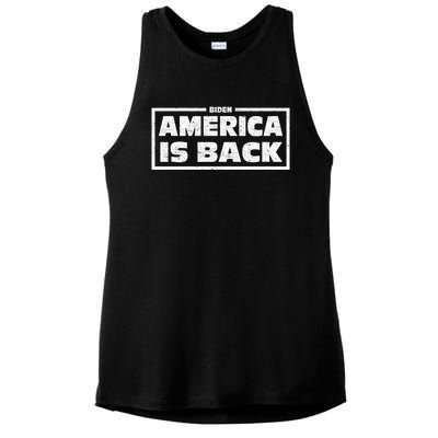 America Is Back Prisedent Biden Supporters Great Gift Ladies PosiCharge Tri-Blend Wicking Tank