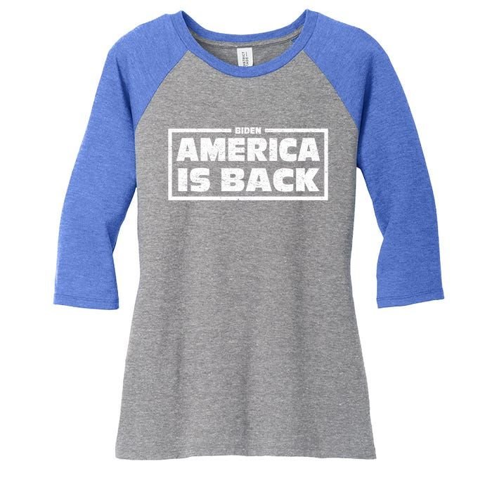 America Is Back Prisedent Biden Supporters Great Gift Women's Tri-Blend 3/4-Sleeve Raglan Shirt