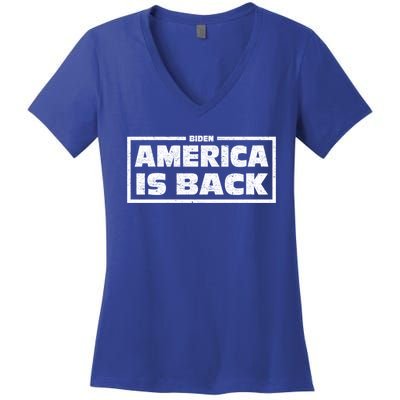 America Is Back Prisedent Biden Supporters Great Gift Women's V-Neck T-Shirt