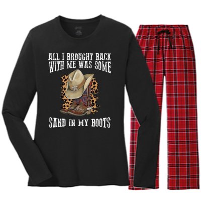 All I Brought Back With Me Was Some Sand In My Boots Women's Long Sleeve Flannel Pajama Set 