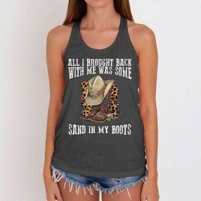 All I Brought Back With Me Was Some Sand In My Boots Women's Knotted Racerback Tank