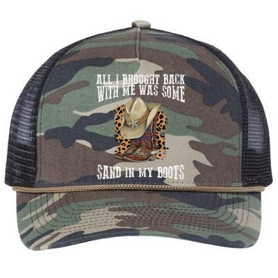 All I Brought Back With Me Was Some Sand In My Boots Retro Rope Trucker Hat Cap