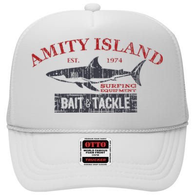 Amity Island Bait And Tackle Retro Fishing High Crown Mesh Back Trucker Hat