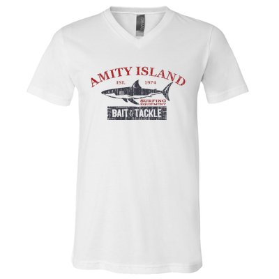 Amity Island Bait And Tackle Retro Fishing V-Neck T-Shirt