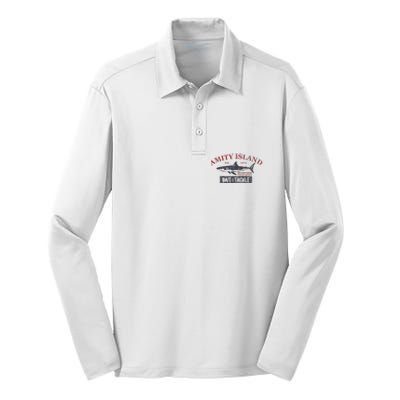 Amity Island Bait And Tackle Retro Fishing Silk Touch Performance Long Sleeve Polo