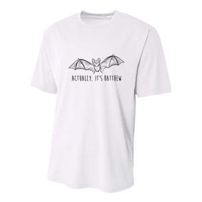 Actually Its Batthew Funny Youth Performance Sprint T-Shirt