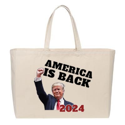 America Is Back 2024 We Won Made History Daddys Cotton Canvas Jumbo Tote