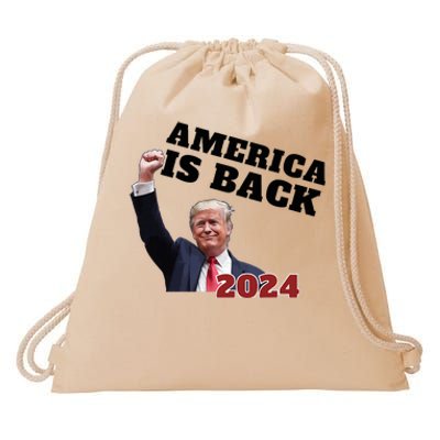 America Is Back 2024 We Won Made History Daddys Drawstring Bag