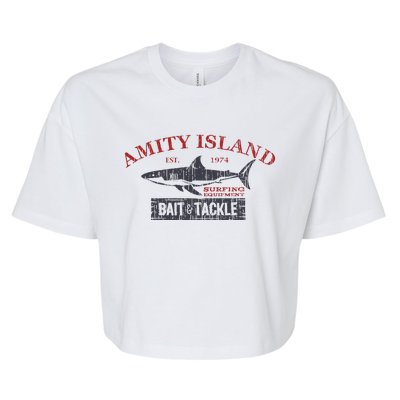 Amity Island Bait And Tackle Retro Fishing Bella+Canvas Jersey Crop Tee