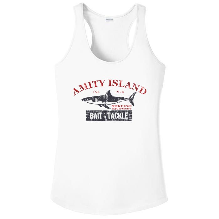 Amity Island Bait And Tackle Retro Fishing Ladies PosiCharge Competitor Racerback Tank