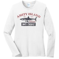 Amity Island Bait And Tackle Retro Fishing Ladies Long Sleeve Shirt