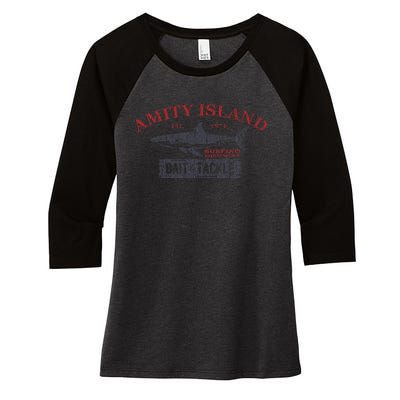 Amity Island Bait And Tackle Retro Fishing Women's Tri-Blend 3/4-Sleeve Raglan Shirt