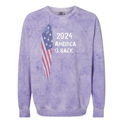 America Is Back | Flag 2024 Colorblast Crewneck Sweatshirt