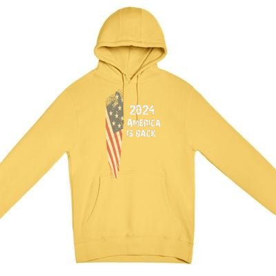 America Is Back | Flag 2024 Premium Pullover Hoodie