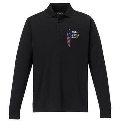 America Is Back | Flag 2024 Performance Long Sleeve Polo