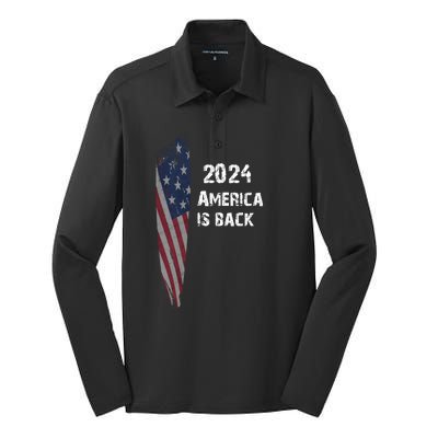 America Is Back | Flag 2024 Silk Touch Performance Long Sleeve Polo