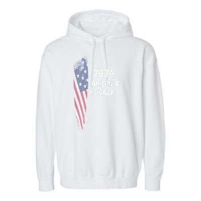 America Is Back | Flag 2024 Garment-Dyed Fleece Hoodie