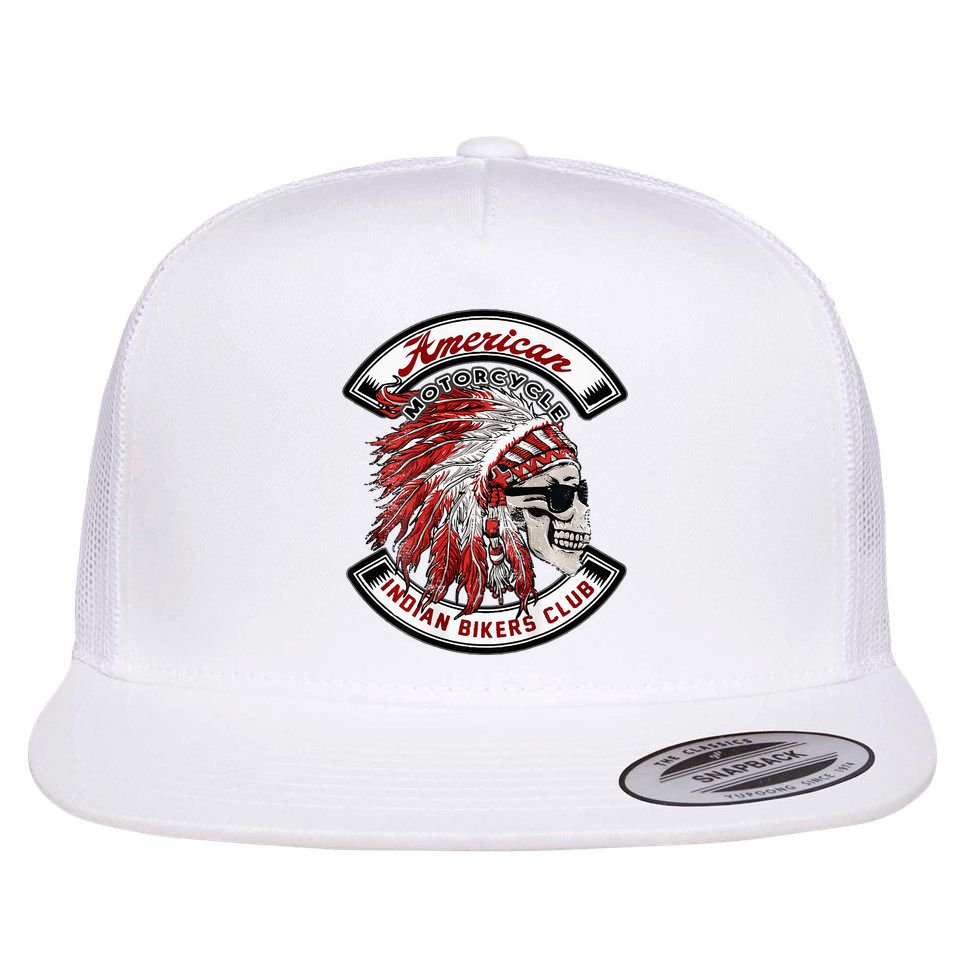 American Indian Bikers Club Motorcycle Biker Bike Flat Bill Trucker Hat