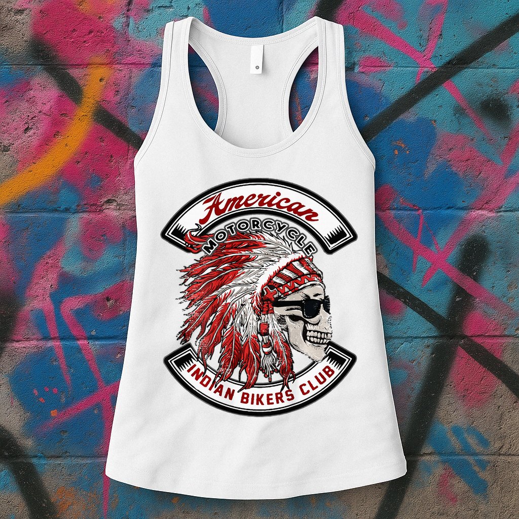American Indian Bikers Club Motorcycle Biker Bike Womens Tank Top