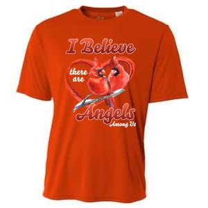 Awesome I Believe There Are Angels Among Us Cardinal Birds Gift Cooling Performance Crew T-Shirt