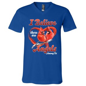 Awesome I Believe There Are Angels Among Us Cardinal Birds Gift V-Neck T-Shirt